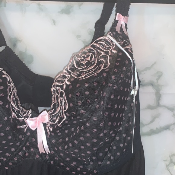 Elomi 34GG Betty Babydoll Chemise Black & Pink - Picture 10 of 16